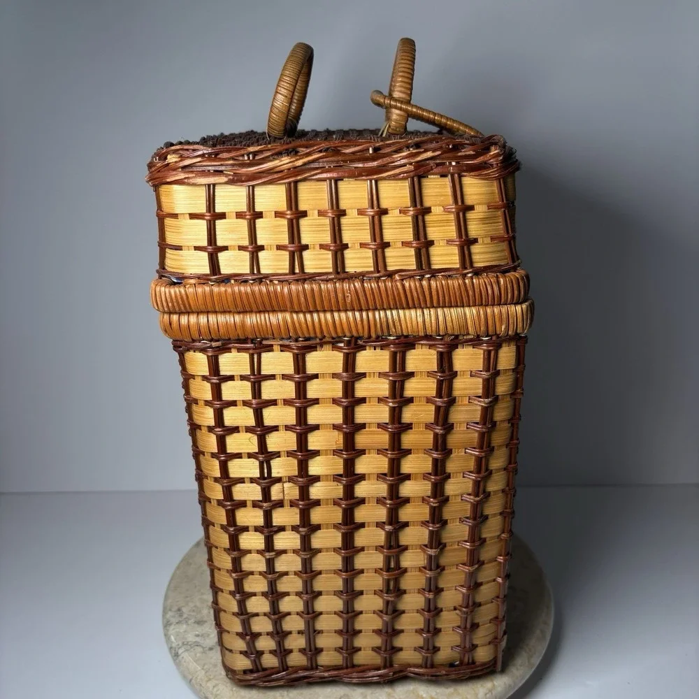 Pierre Cardin Polished Wicker Picnic Basket Vintage 1994  7.5 in x‎ 13 in